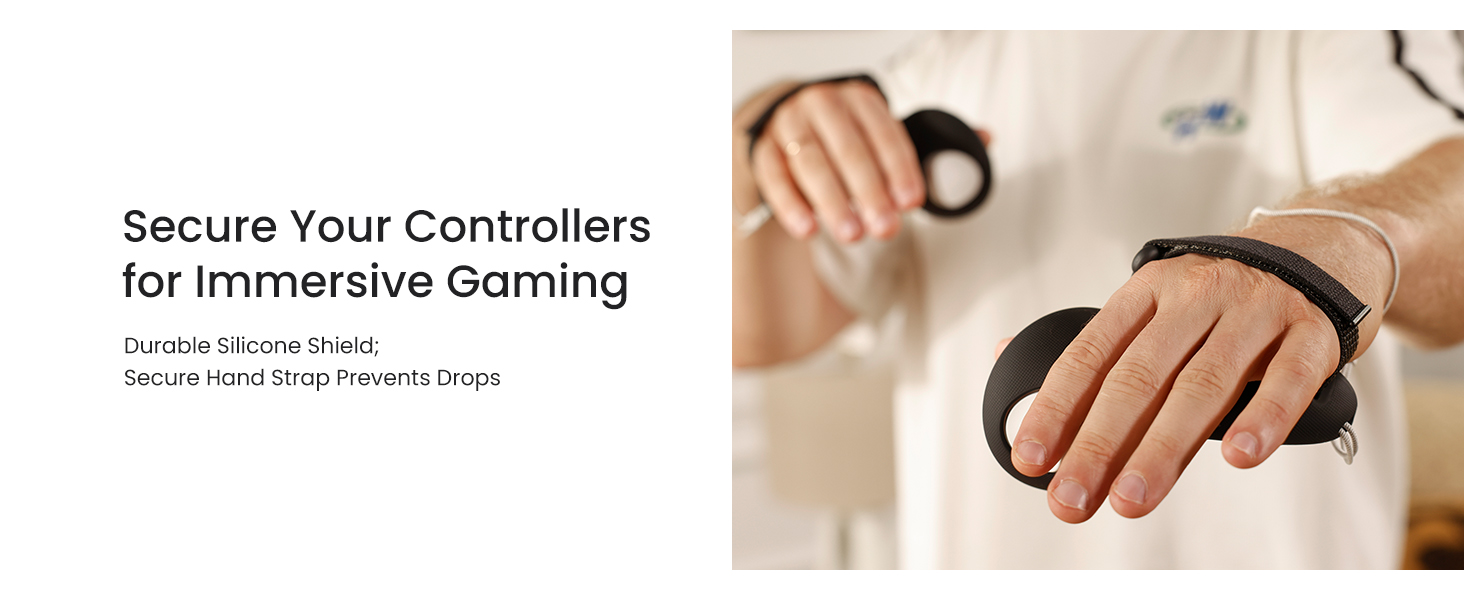 Secure Your Controllers for Immersive Gameing  Durable Sillcone Shield; Secure Hard Strap Prevents Drops