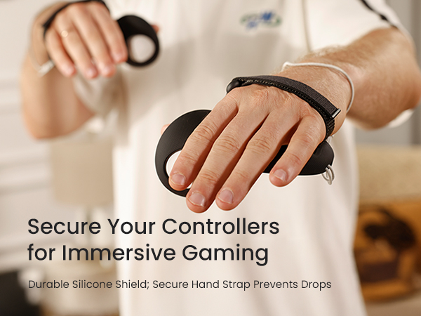 Secure Your Controllers for Immersive Gameing  Durable Sillcone Shield; Secure Hard Strap Prevents Drops