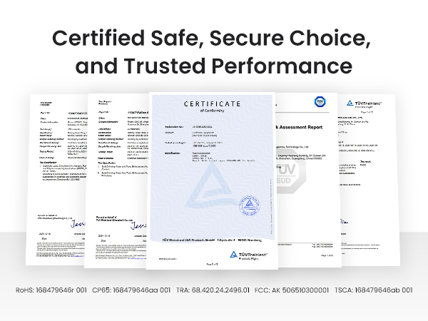 Certified Safe, Secure Choice, and Trusted Performance  RoHS: 168479646c 001 CP65: 168479646aa 001 FCC: AK 506510300001 TRA: 68.420.24.2494.01 TSCA: 168479646ab 001