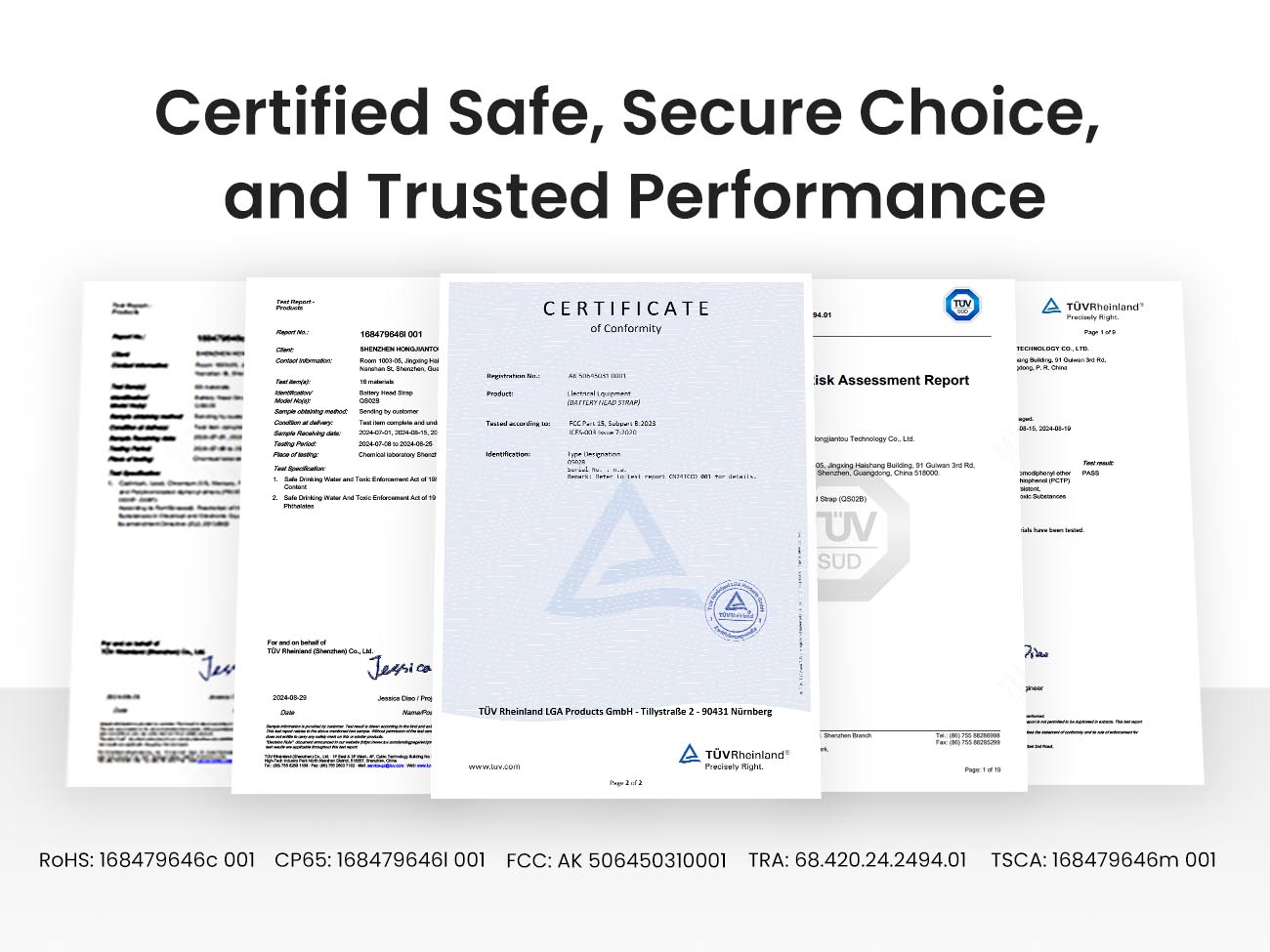Certified Safe, Secure Choice, and Trusted Performance  RoHS: 168479646c 001 CP65: 1684796461 001 FCC: AK 506450310001 TRA: 68.420.24.2494.01 TSCA: 168479646m 001