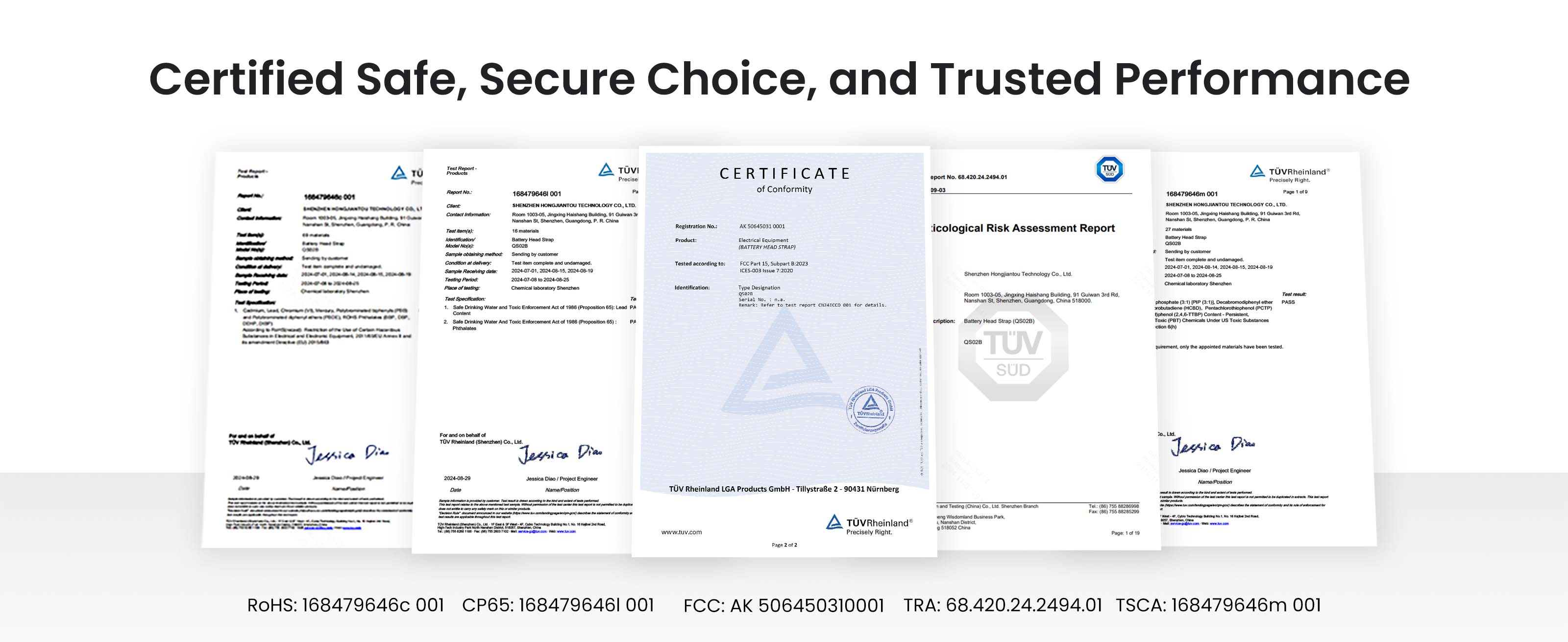 Certified Safe, Secure Choice, and Trusted Performance  RoHS: 168479646c 001 CP65: 1684796461 001 FCC: AK 506450310001 TRA: 68.420.24.2494.01 TSCA: 168479646m 001